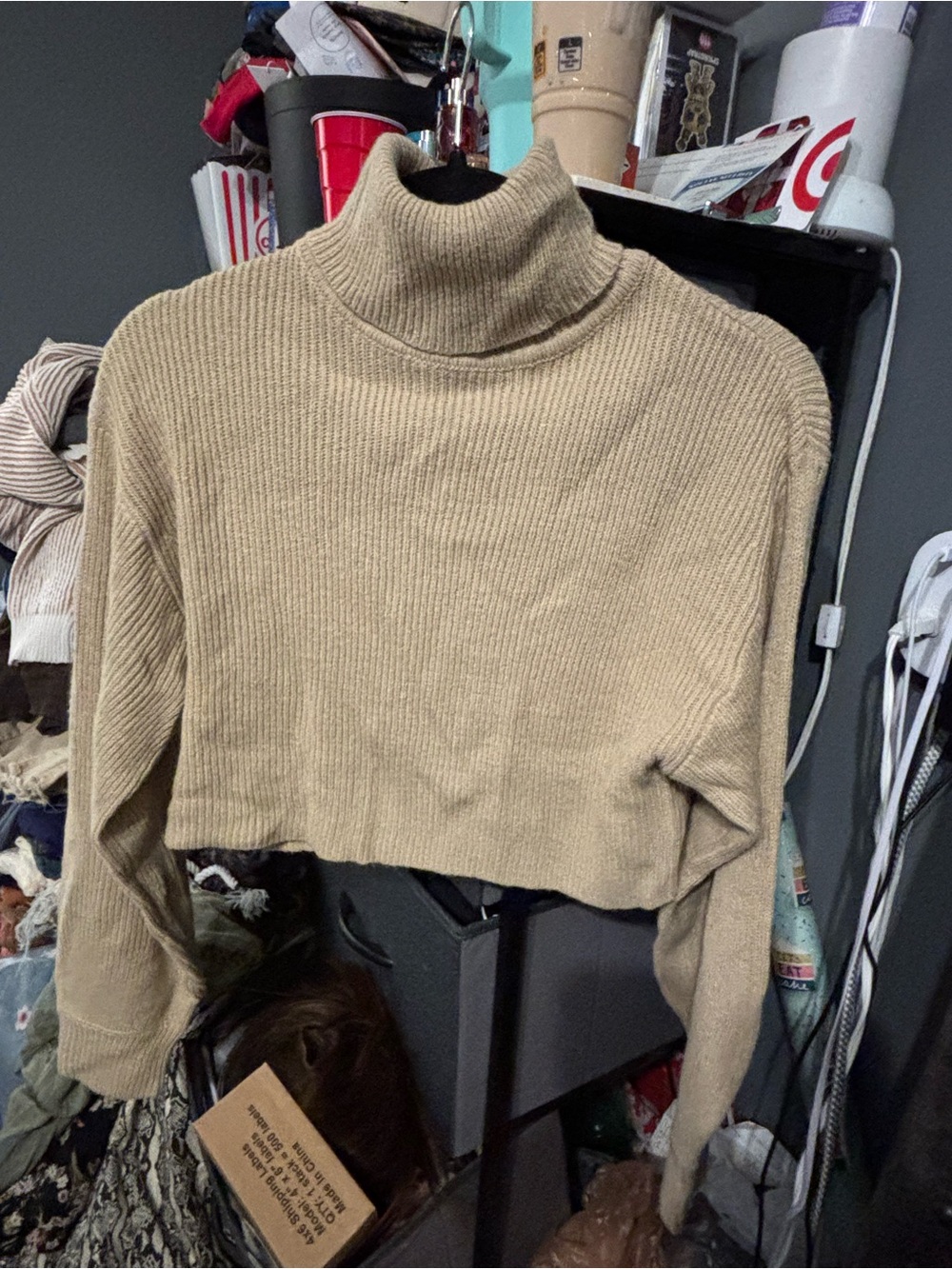 H&M Cropped Turtleneck Sweater - Tan XS